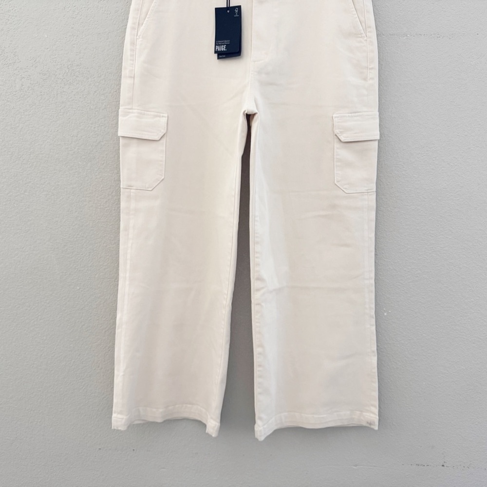 Anthropologie Paige Carly Cargo Wide LegPant 31 Earthy Cream Neutral Cotton NWT - Picture 8 of 14